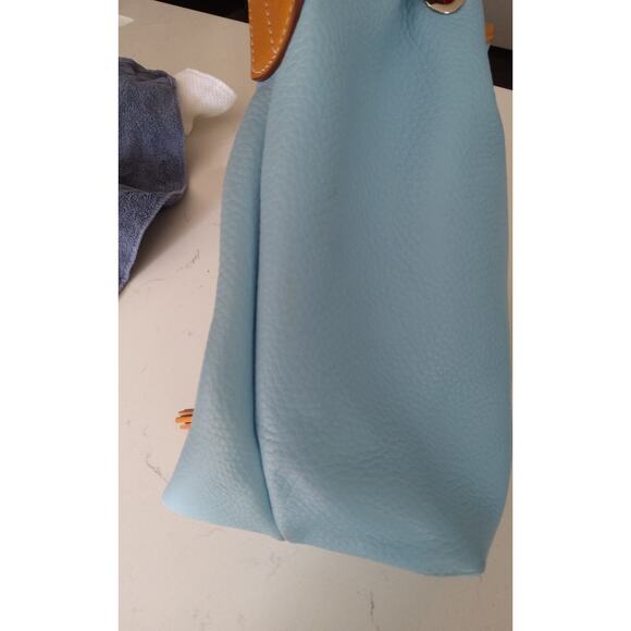 Dooney & Bourke Pebble grain drawstring bag Italian leather Caribbean Blue, Chic - Picture 7 of 11